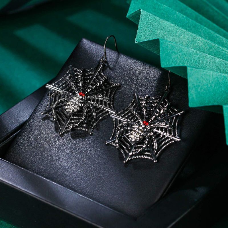Black Spider Web Drop Earrings Halloween Party Accessories