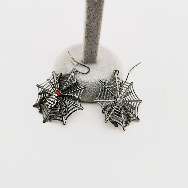 Black Spider Web Drop Earrings Halloween Party Accessories