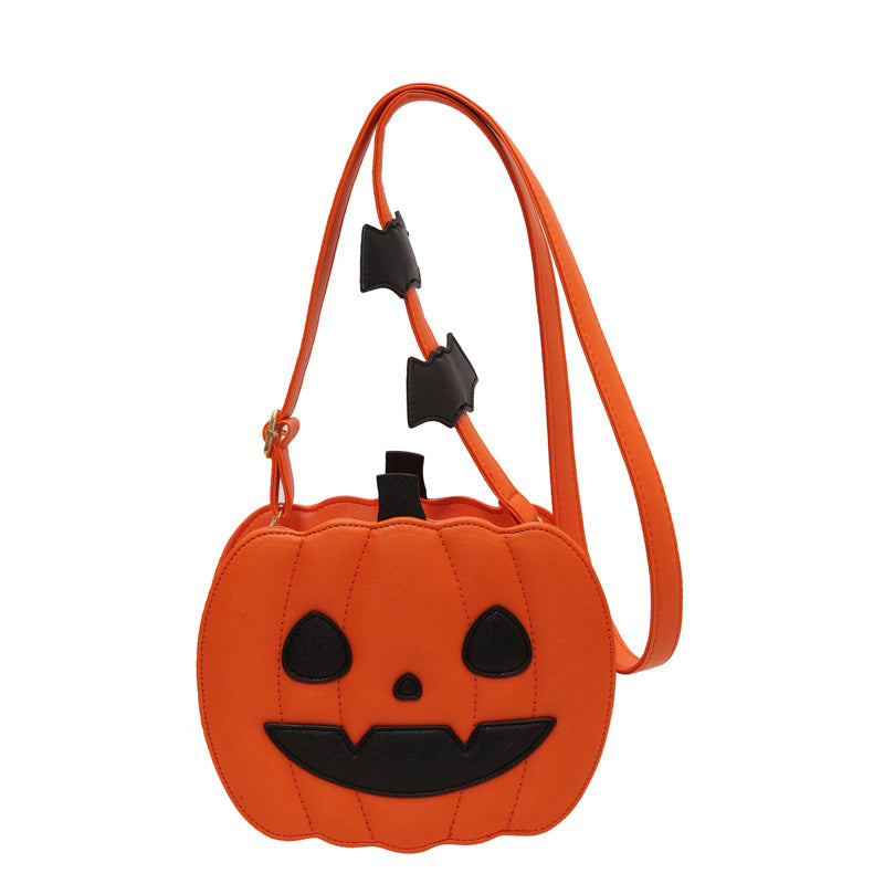 Funny Pumpkin Cartoon Shoulder Crossbody Bag With Bat Personalized Creative