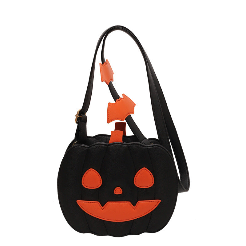 Funny Pumpkin Cartoon Shoulder Crossbody Bag With Bat Personalized Creative