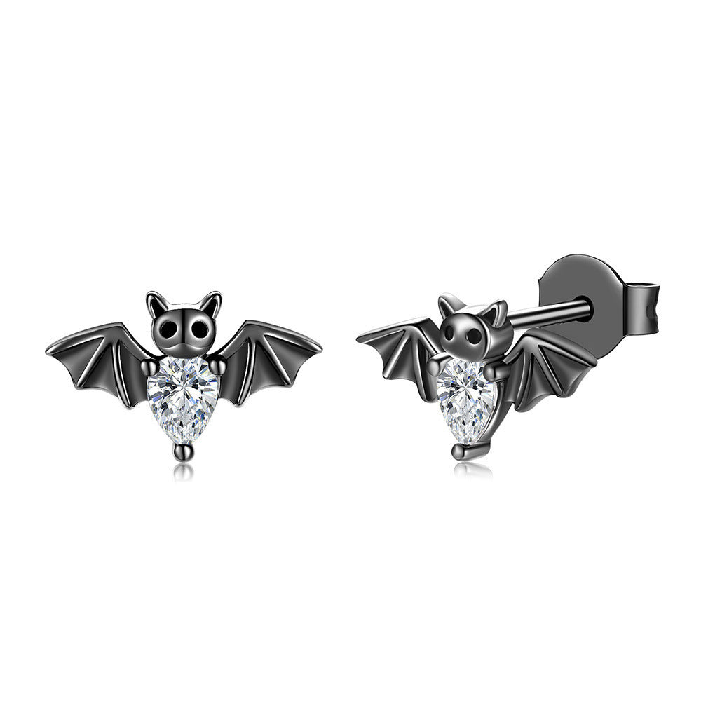 Black Vampire Gothic Bat Stud Earrings