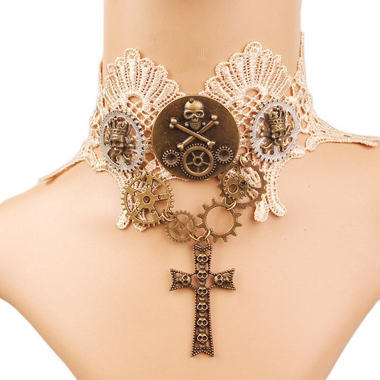 Steampunk Court Retro Gear Necklace for Halloween