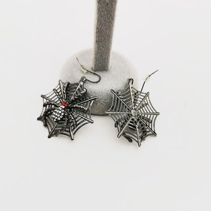 Black Spider Web Drop Earrings Halloween Party Accessories