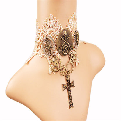 Steampunk Court Retro Gear Necklace for Halloween